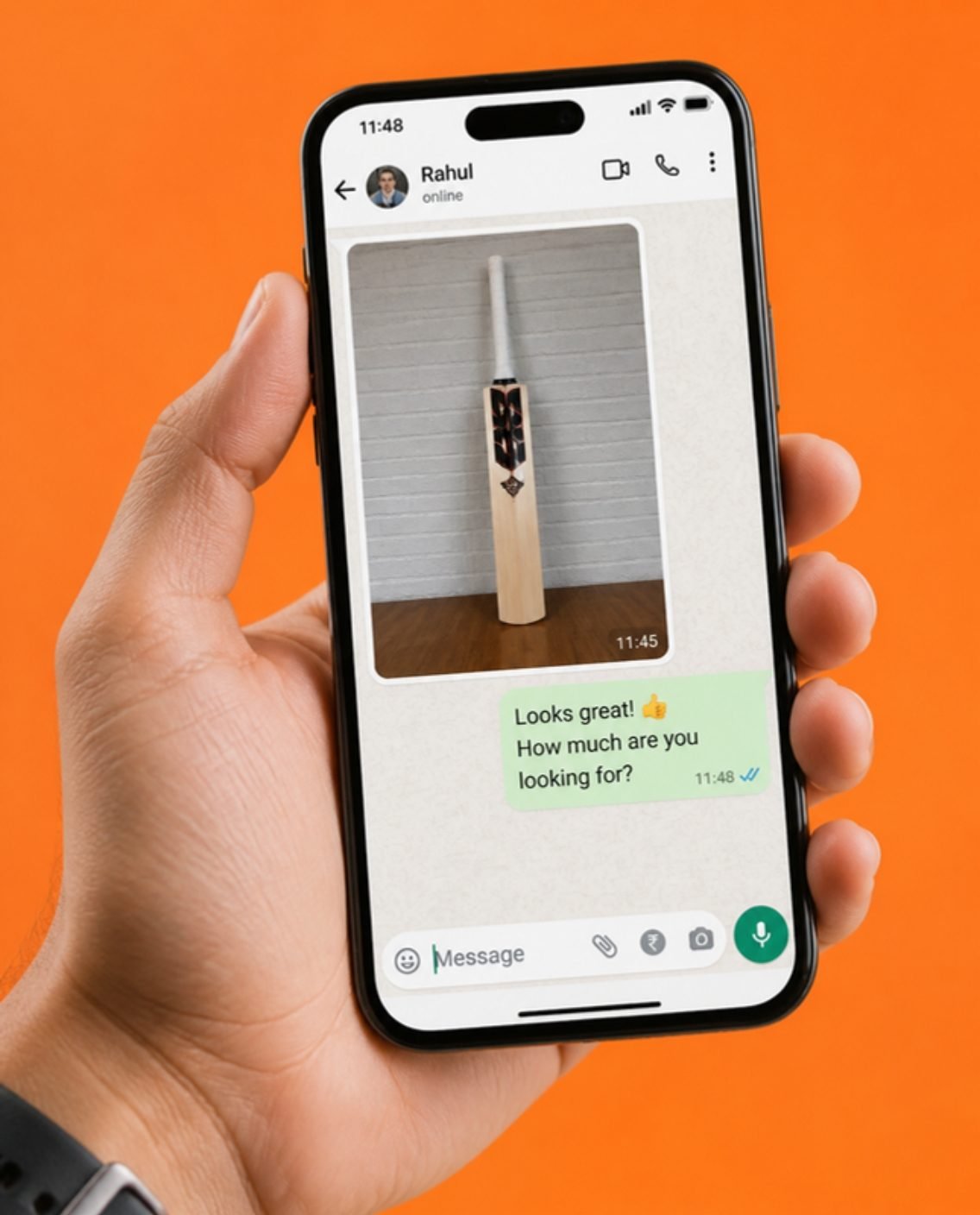 Ordering a cricket bat on WhatsApp
